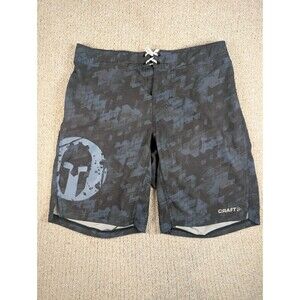 Craft Men's Board Shorts Medium Gray Camo Drawstring Stretch Zip Pocket
